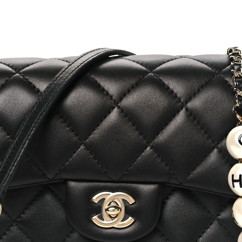 Lambskin Quilted Small My Precious Flap Black