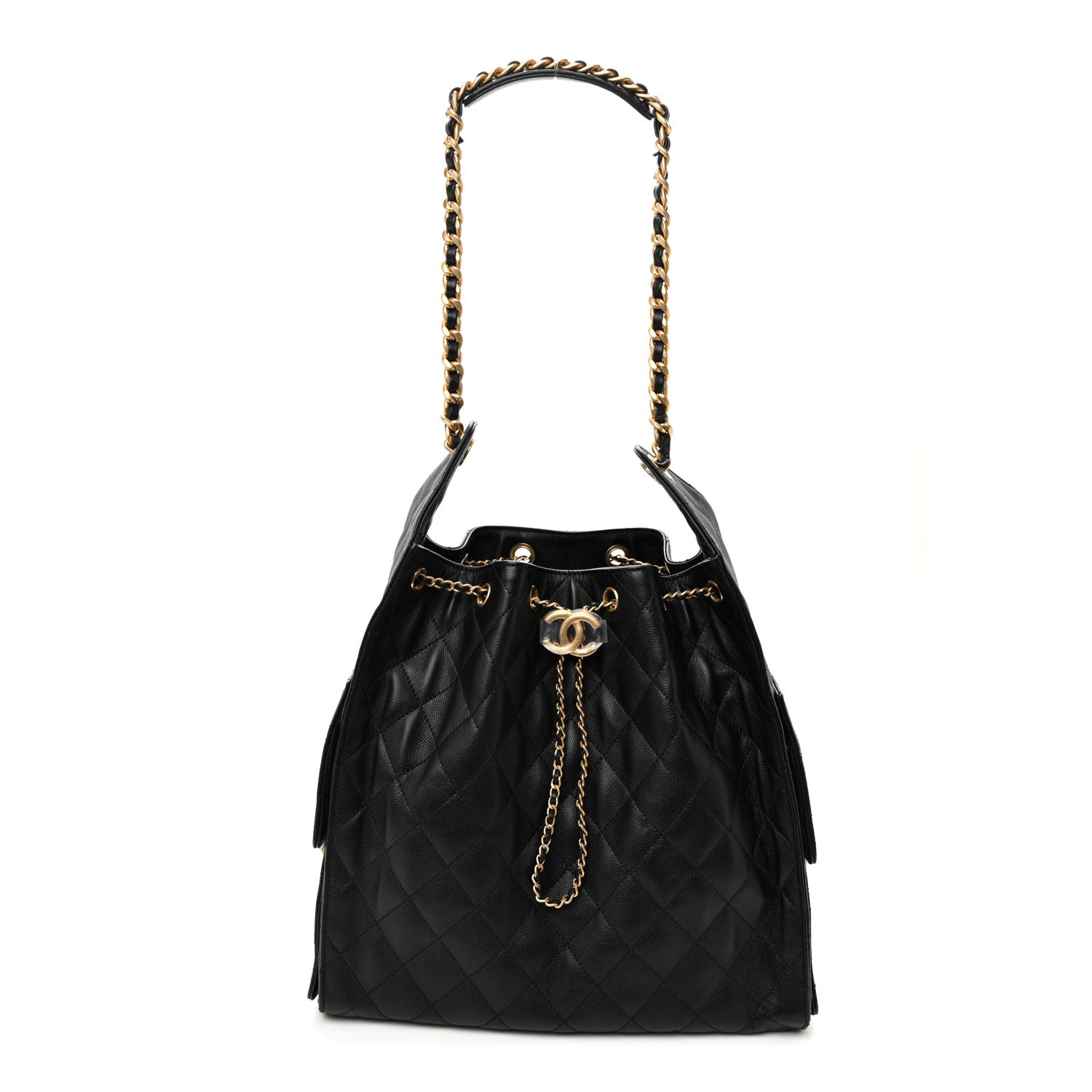 Caviar Quilted Medium Chanel 25 Handbag Black