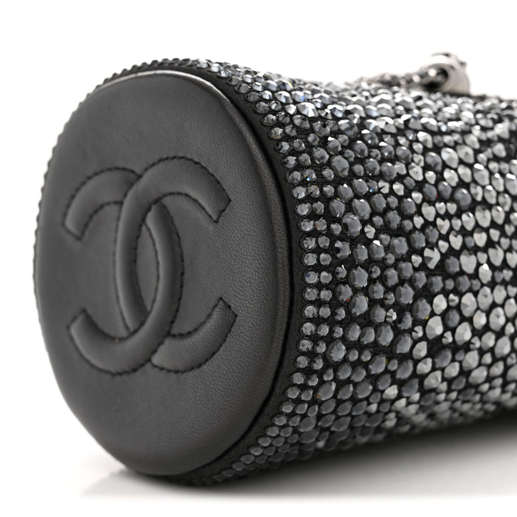 Strass Lambskin Mini Bucket Bag Black