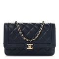 Lambskin Quilted Hold The Line Wallet On Chain WOC Dark Blue