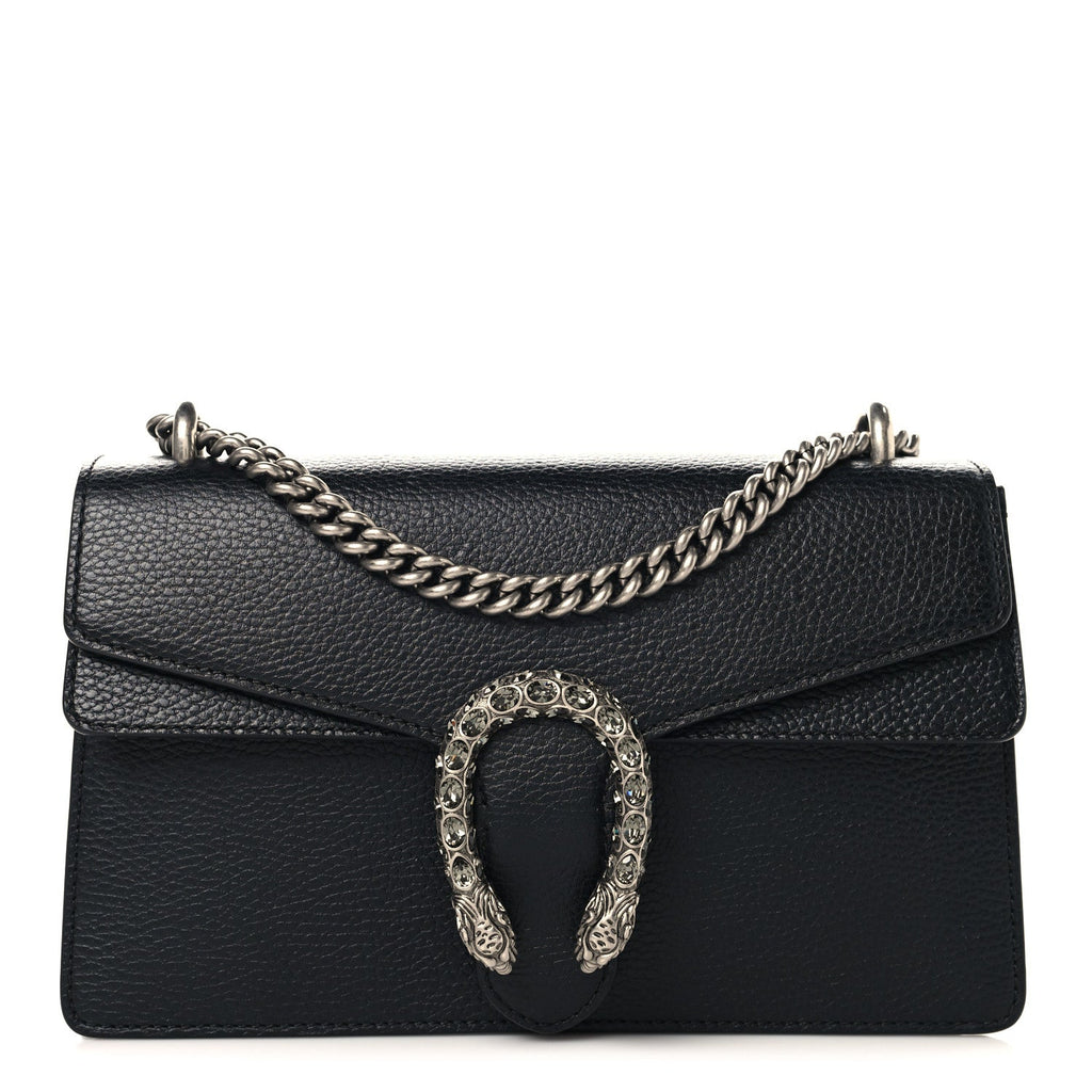 Pebbled Calfskin Small Dionysus Shoulder Bag Black