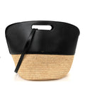 Raffia Calfskin Basket Bag Natural Black