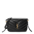 Lambskin Quilted Monogram Toy Loulou Crossbody Bag Black