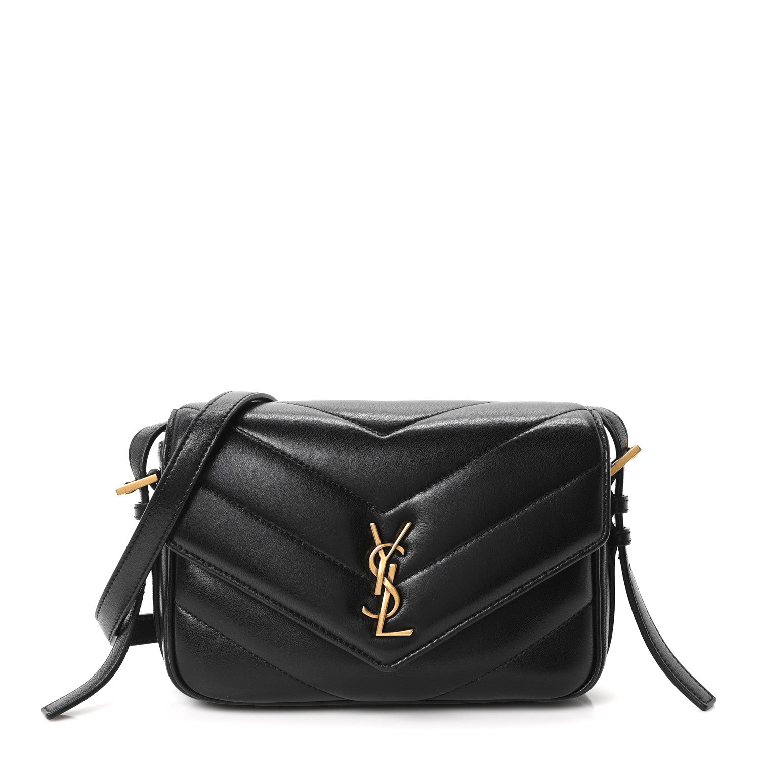 Lambskin Quilted Monogram Toy Loulou Crossbody Bag Black