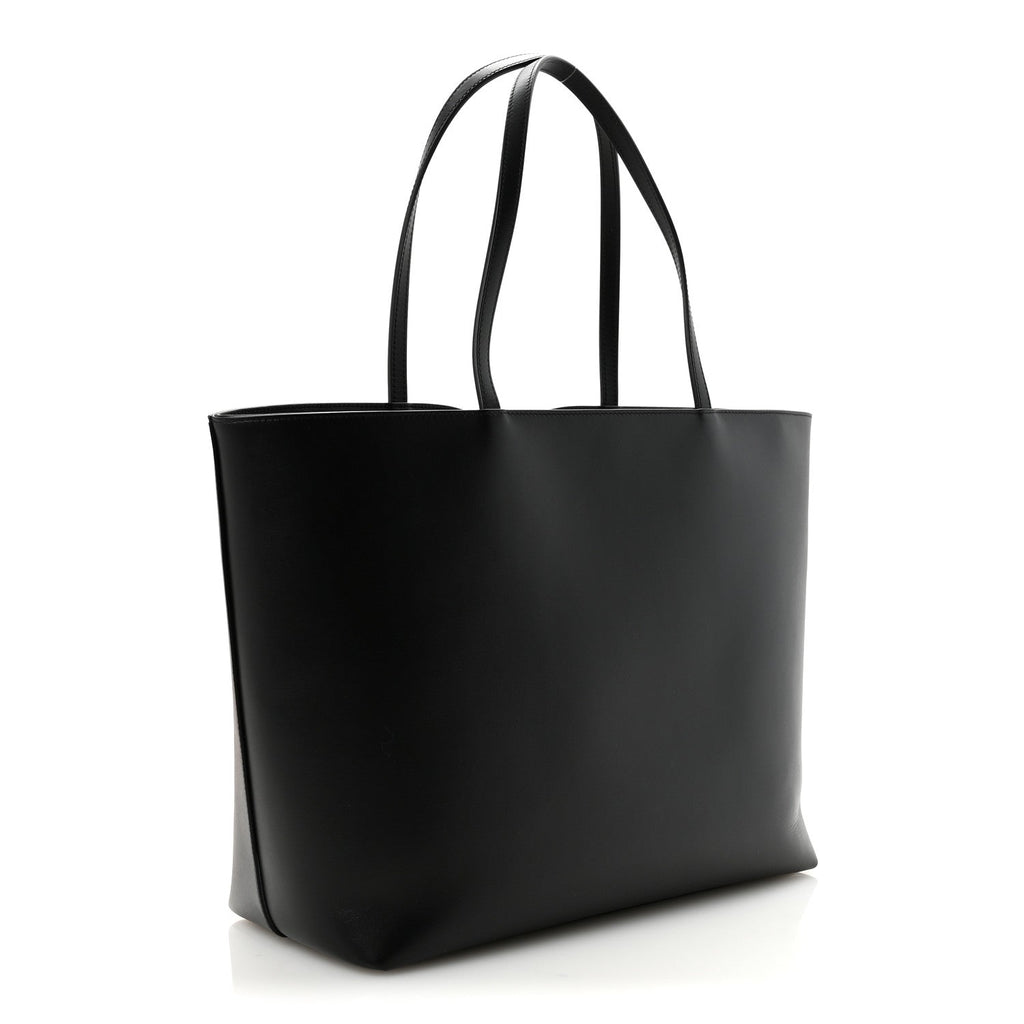 DOLCE GABBANA Calfskin DG Logo Shopper Tote Black