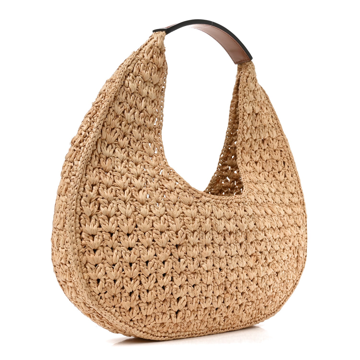 Raffia Calfskin Triomphe Panier Hobo Bag Natural Tan