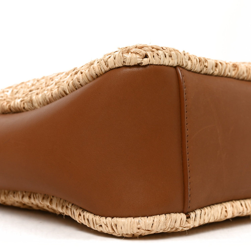 Raffia Calfskin Le 5 A 7 Baby Hobo Natural Brick
