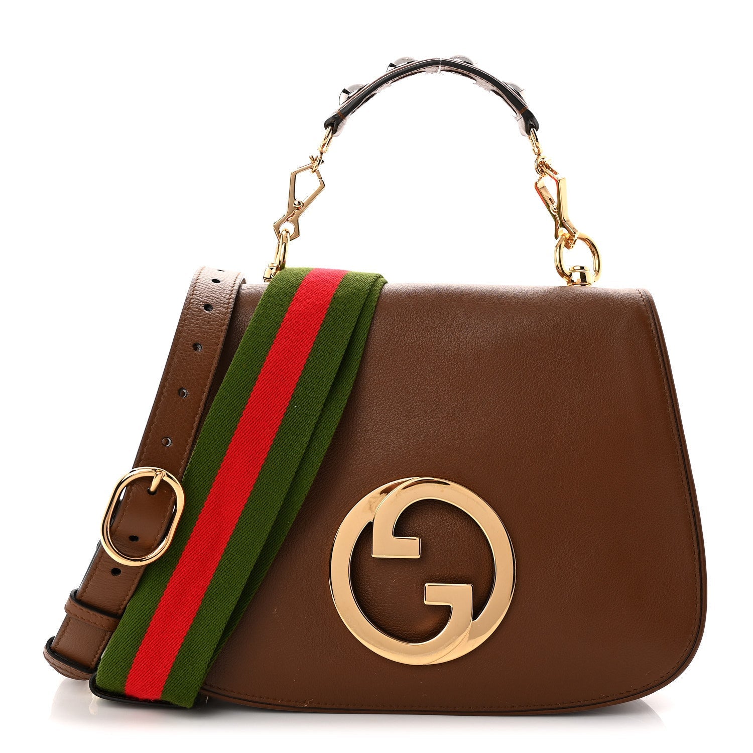 Roxy Calfskin Web Medium Blondie Shoulder Flap Bag Cuir