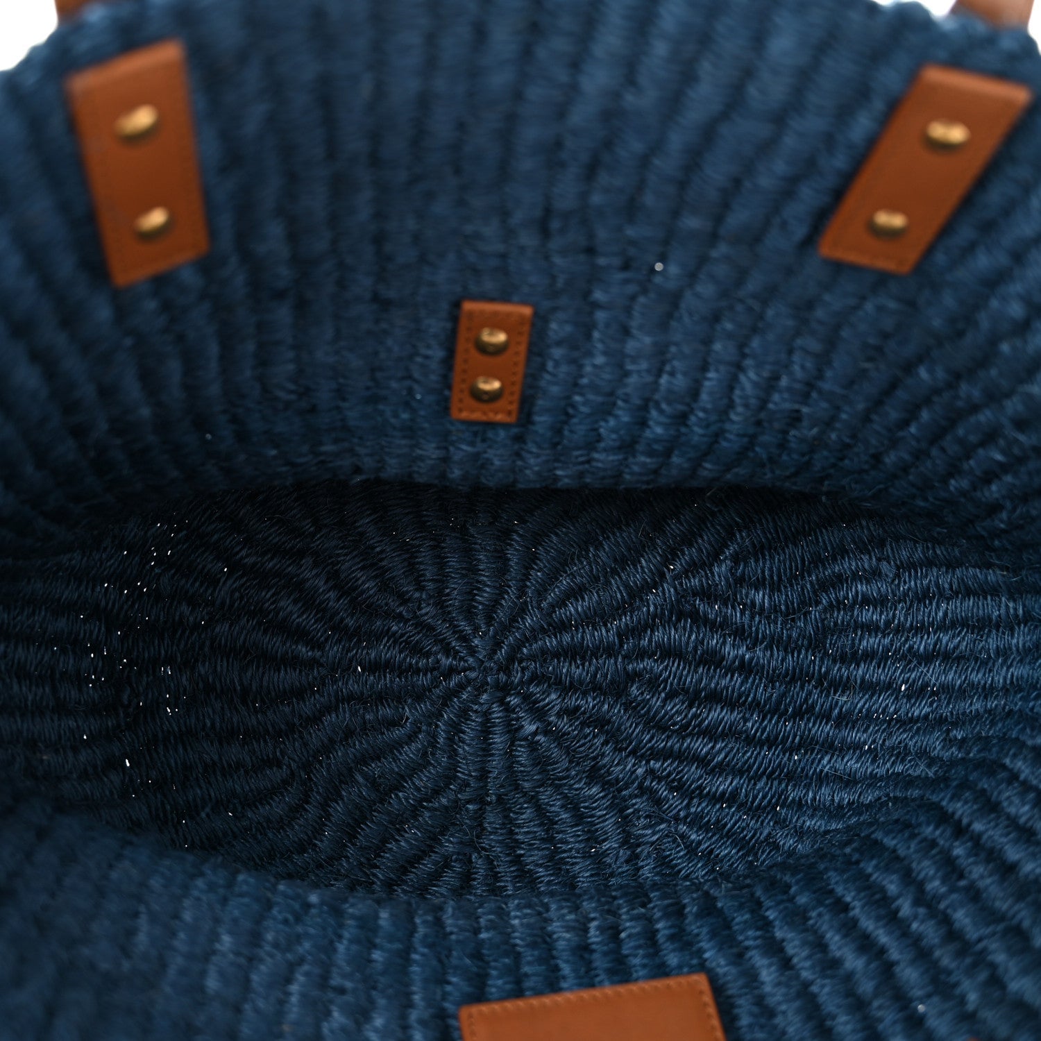 Raffia Calfskin Small Panier Tote Blue