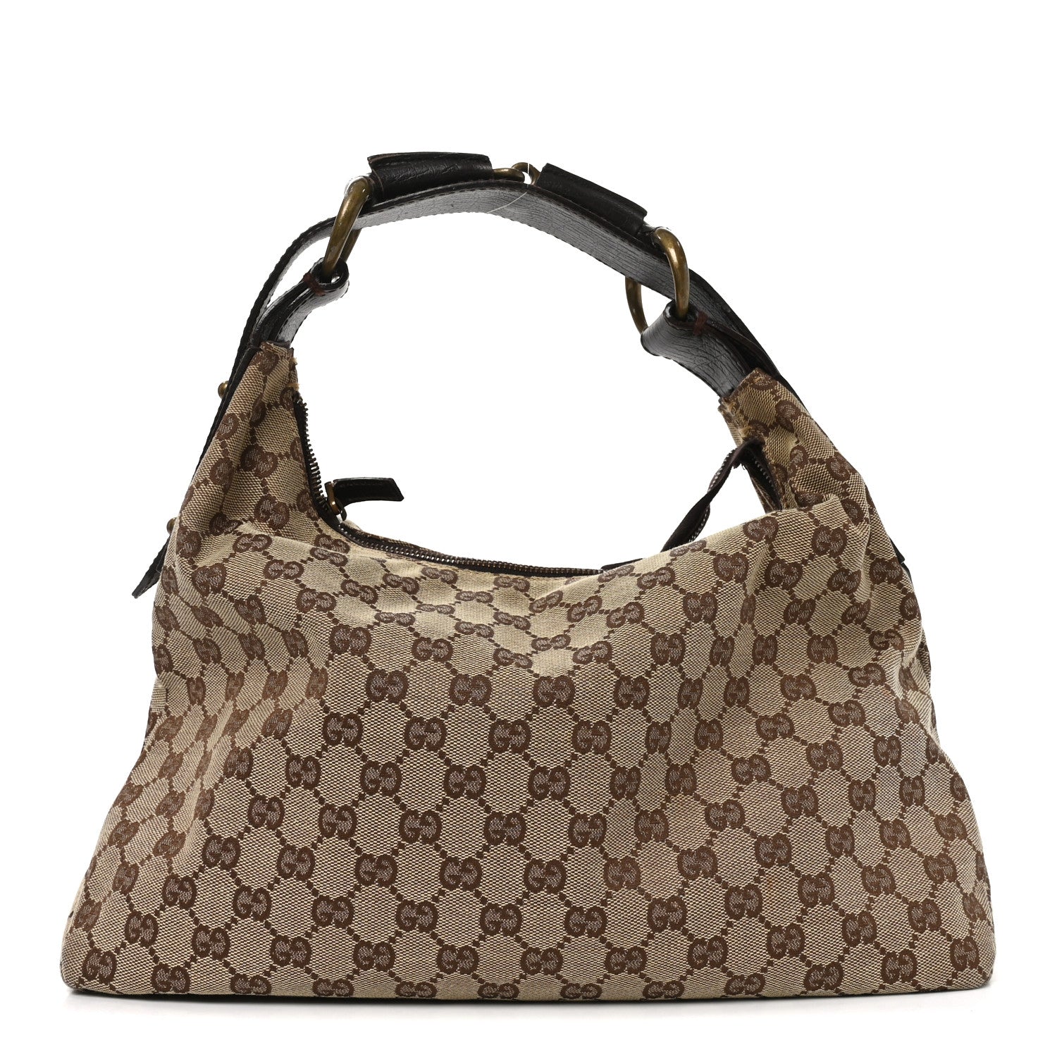 Monogram Medium Horsebit Chain Hobo Dark Brown