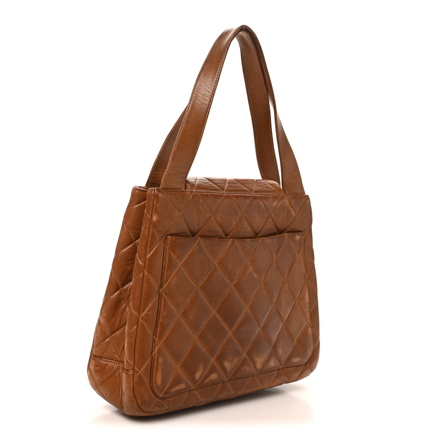 Lambskin Quilted Shoulder Bag Brown