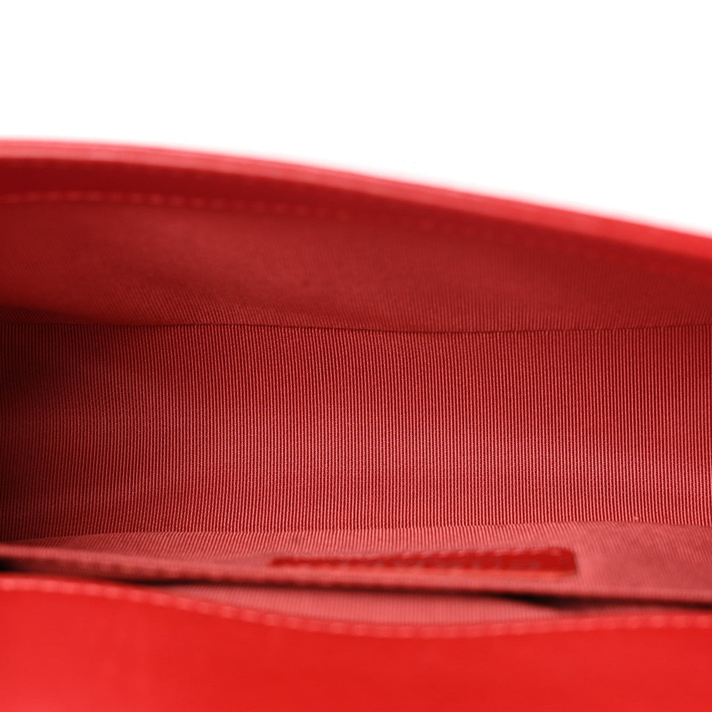 Calfskin Quilted Small Boy Flap Red