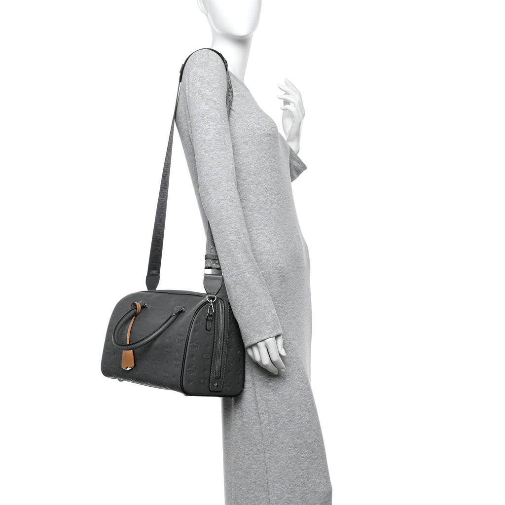 Calfskin Ottomar Monogram Essential Boston Bag Grey