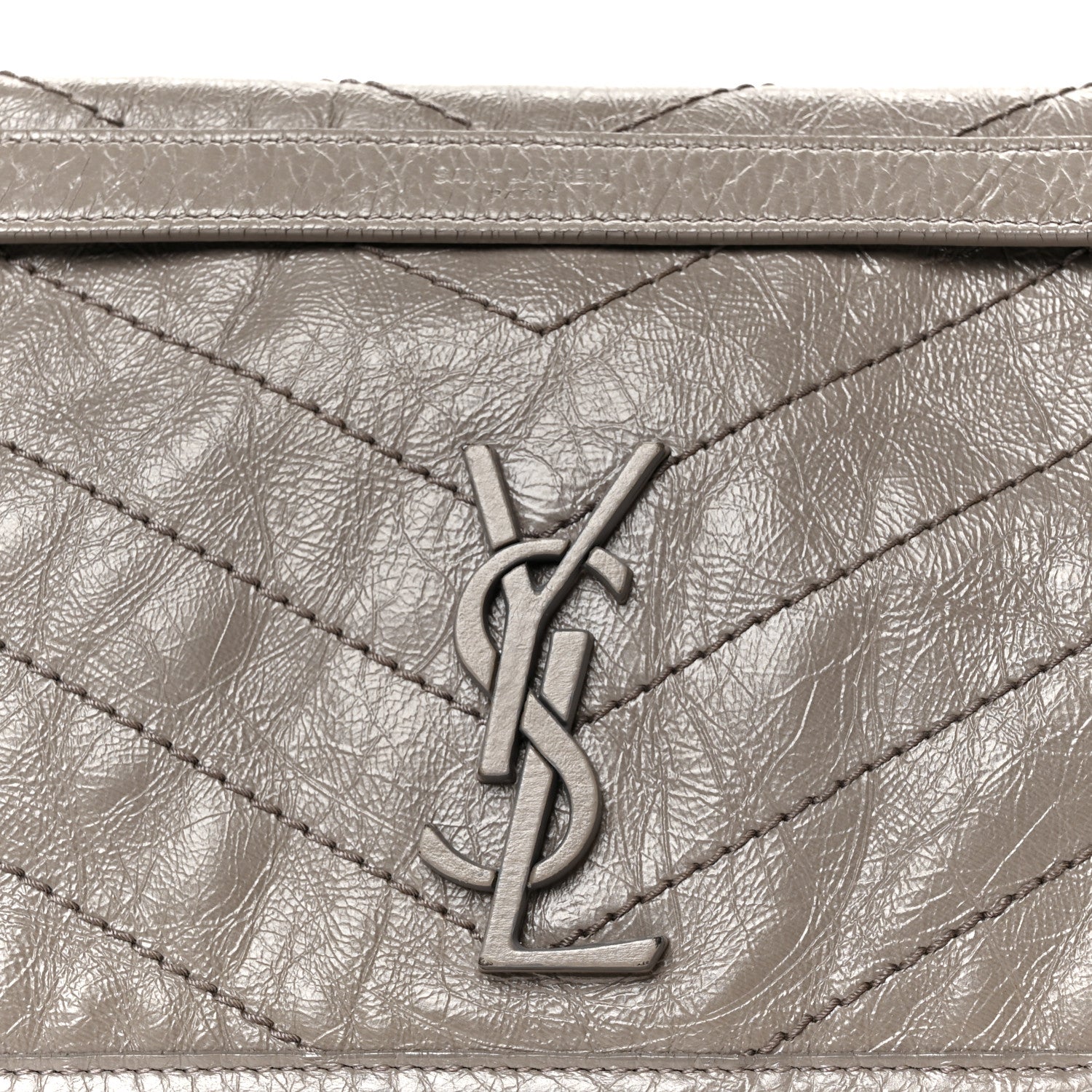 Crinkled Calfskin Matelasse Monogram Medium Niki Chain Satchel Fog