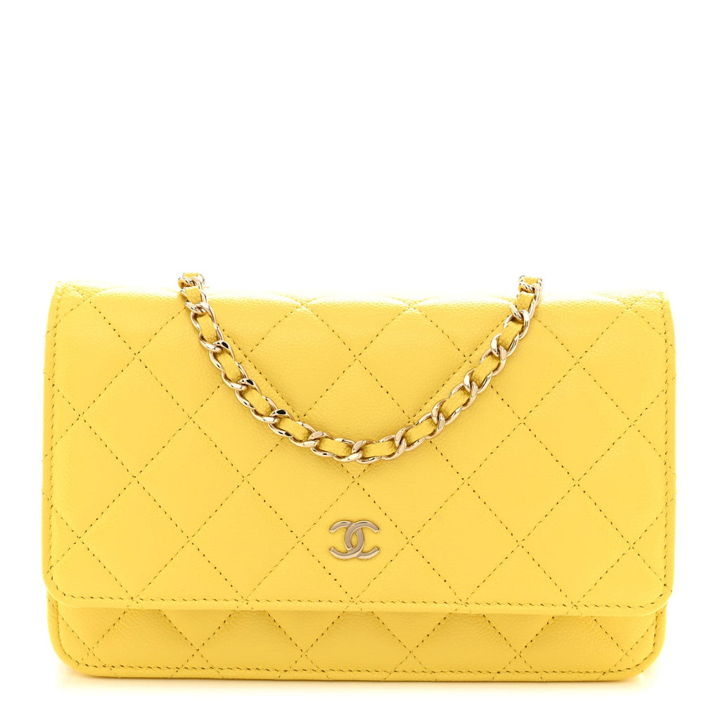 Caviar Quilted Wallet on Chain WOC Yellow