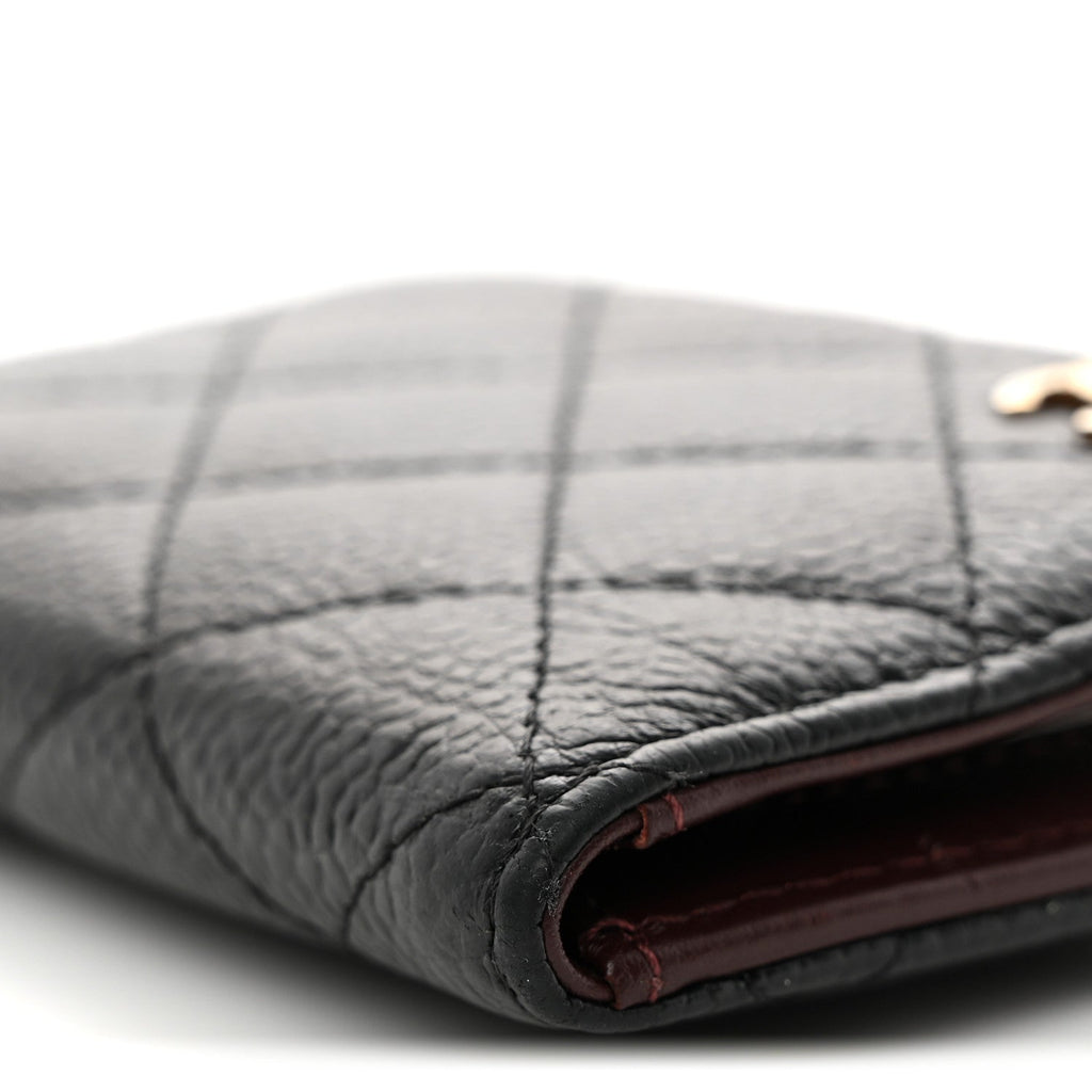 Caviar Quilted Card Holder Wallet Black