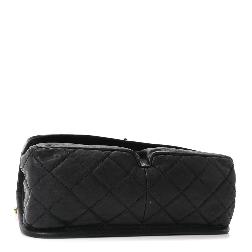 Aged Calfskin Quilted 2.55 Reissue Chain Flap  Black