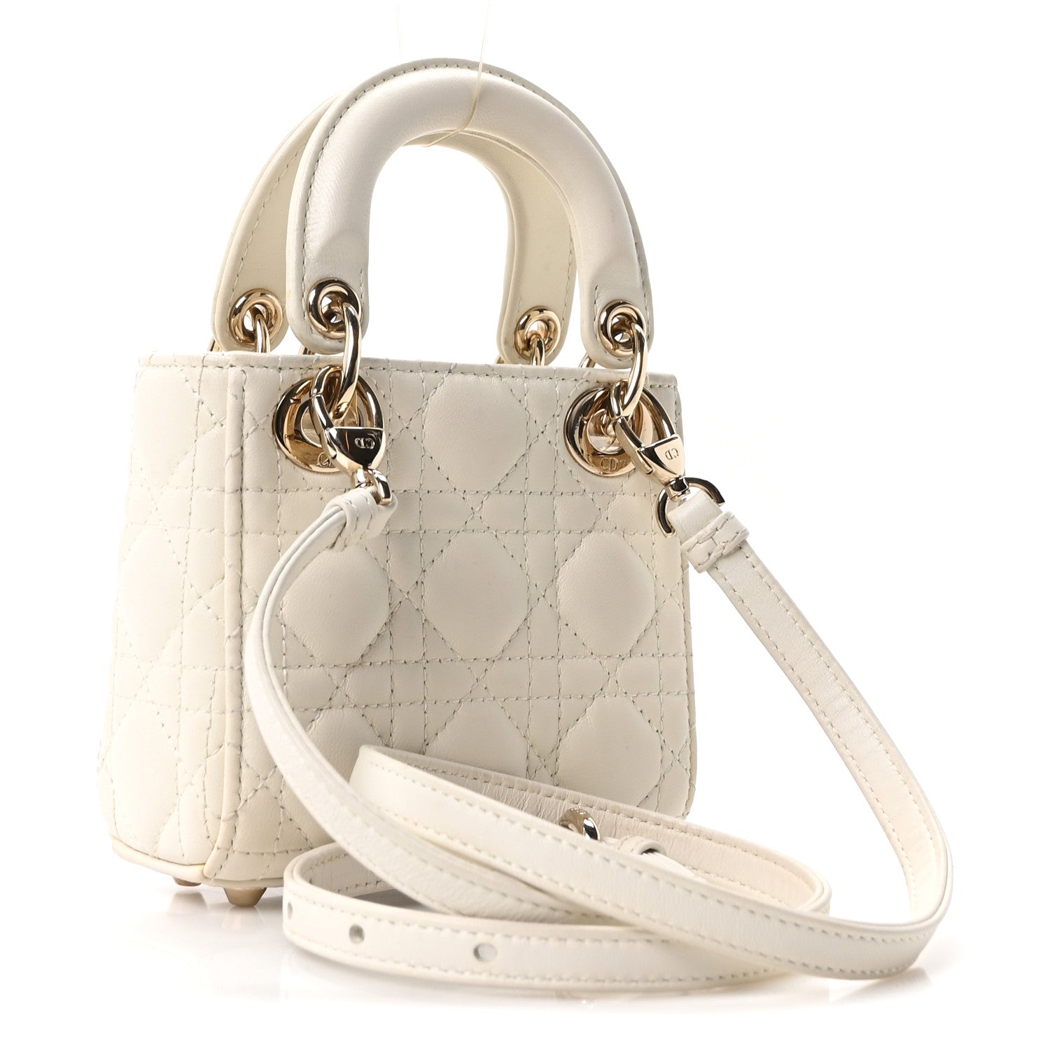Lambskin Cannage Micro Lady Dior Latte