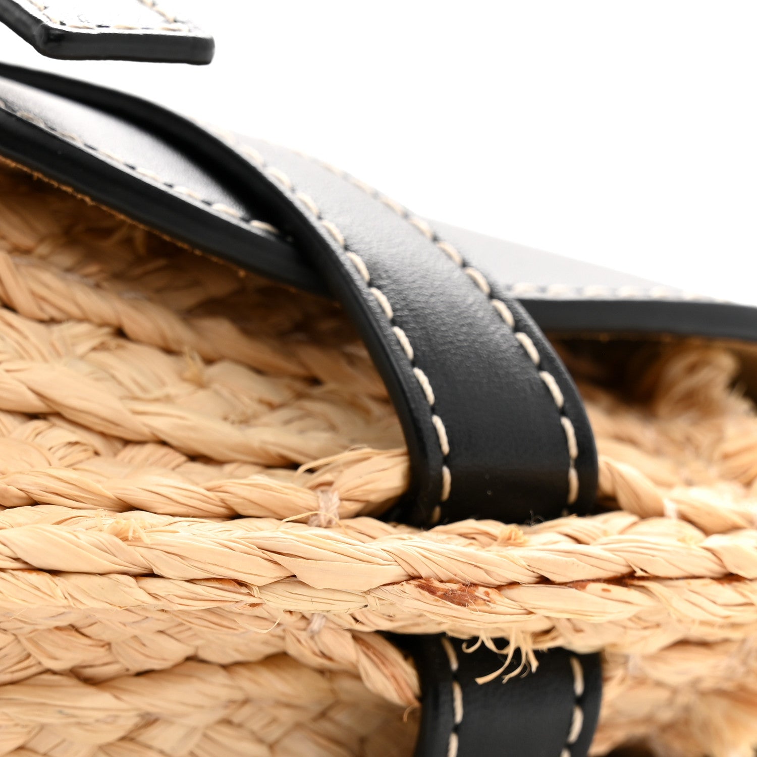Calfskin Raffia Mini Gate Crossbody Bag Natural Black