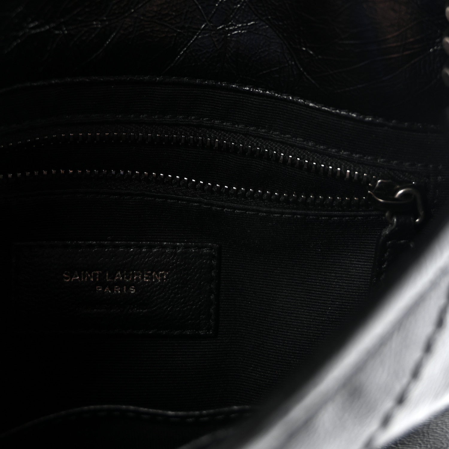 Crinkled Calfskin Matelasse Monogram Niki Chain Wallet Black