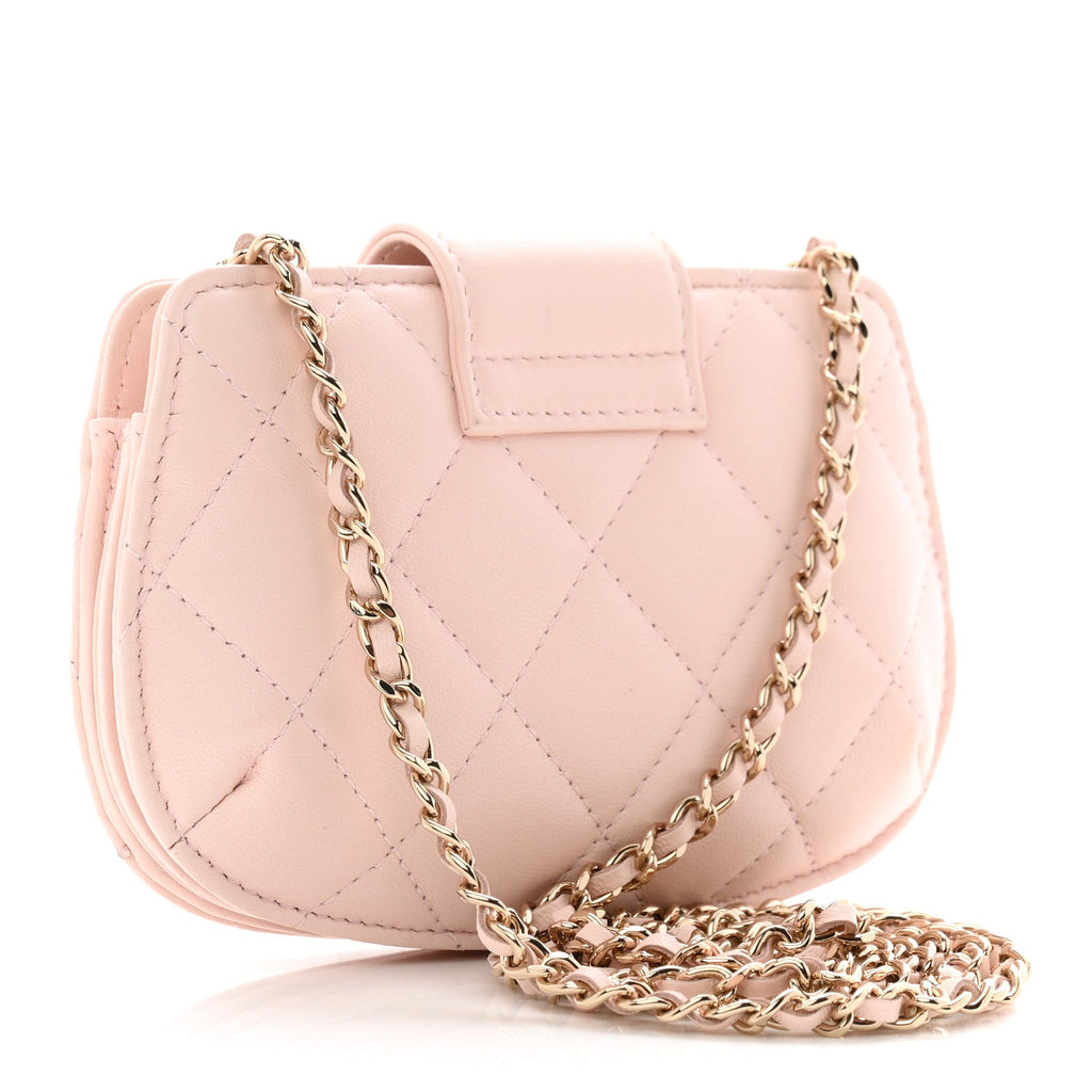Lambskin Quilted Mini CC Chain Bag Light Pink