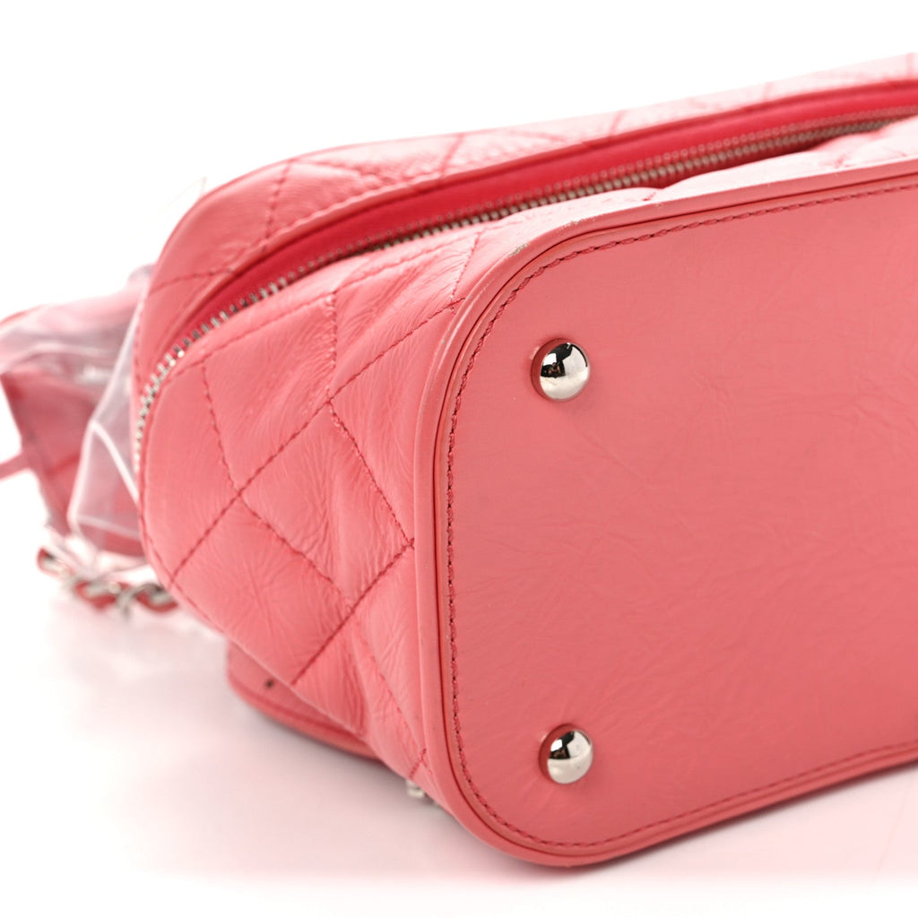 Crumpled Calfskin PVC Quilted Backpack Pink