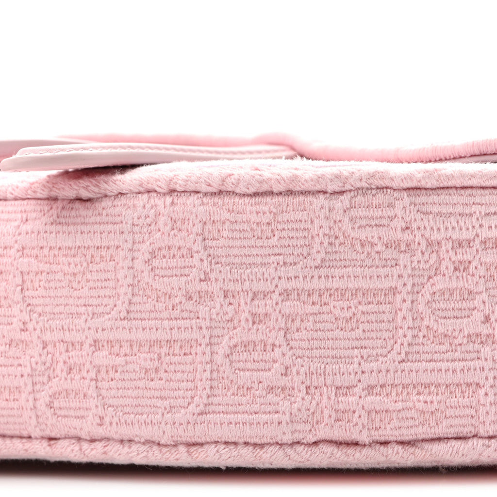 Oblique Embroidered Lace Dioramour Small Saddle Bag With Strap Soupir Pink White