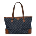 New Denim GG Monogram Medium Ophidia Shopping Tote Blue Tea Cuir