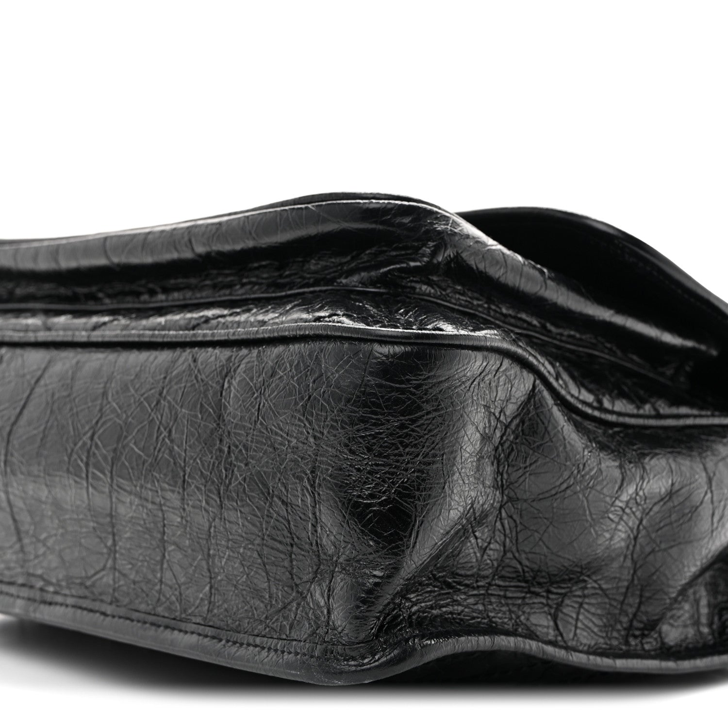 Crinkled Calfskin Matelasse Monogram Large Niki Chain Satchel Black