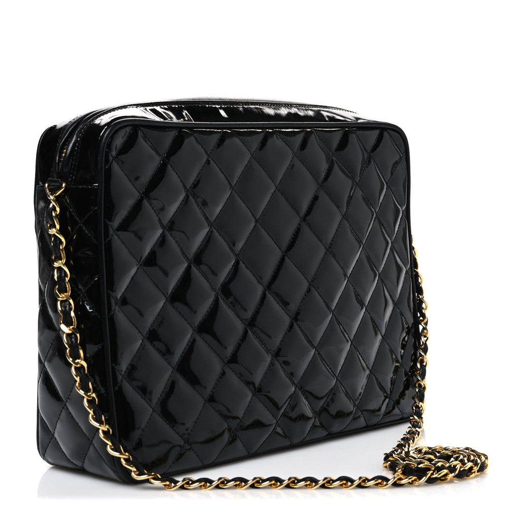 Patent Quilted Tassel Camera Case Black