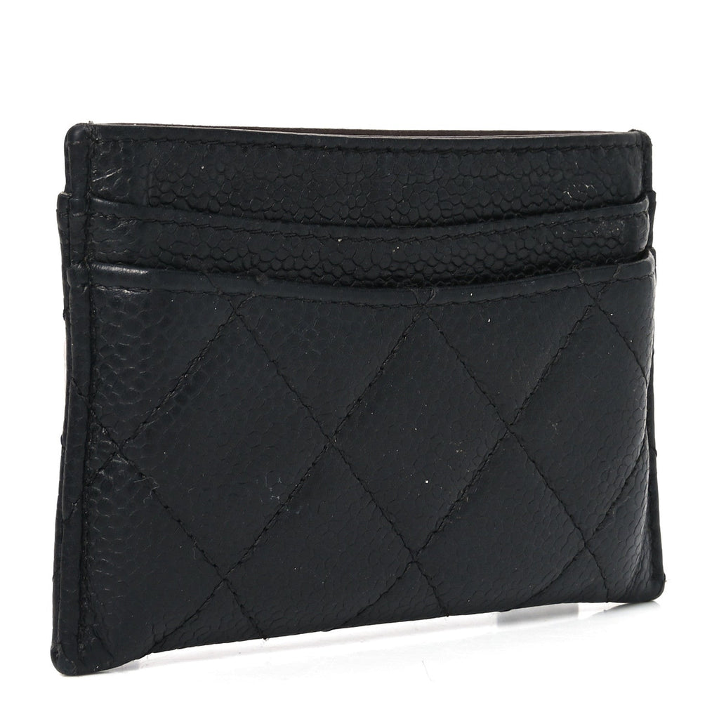 Caviar Quilted Card Holder Black