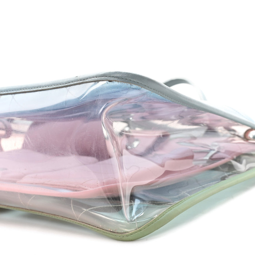 PVC Lambskin Stitched Medium Coco Splash Shopping Bag Blue Green Pink