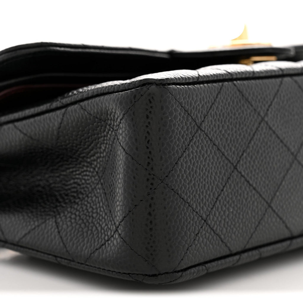 Caviar Quilted Small Double Flap Black