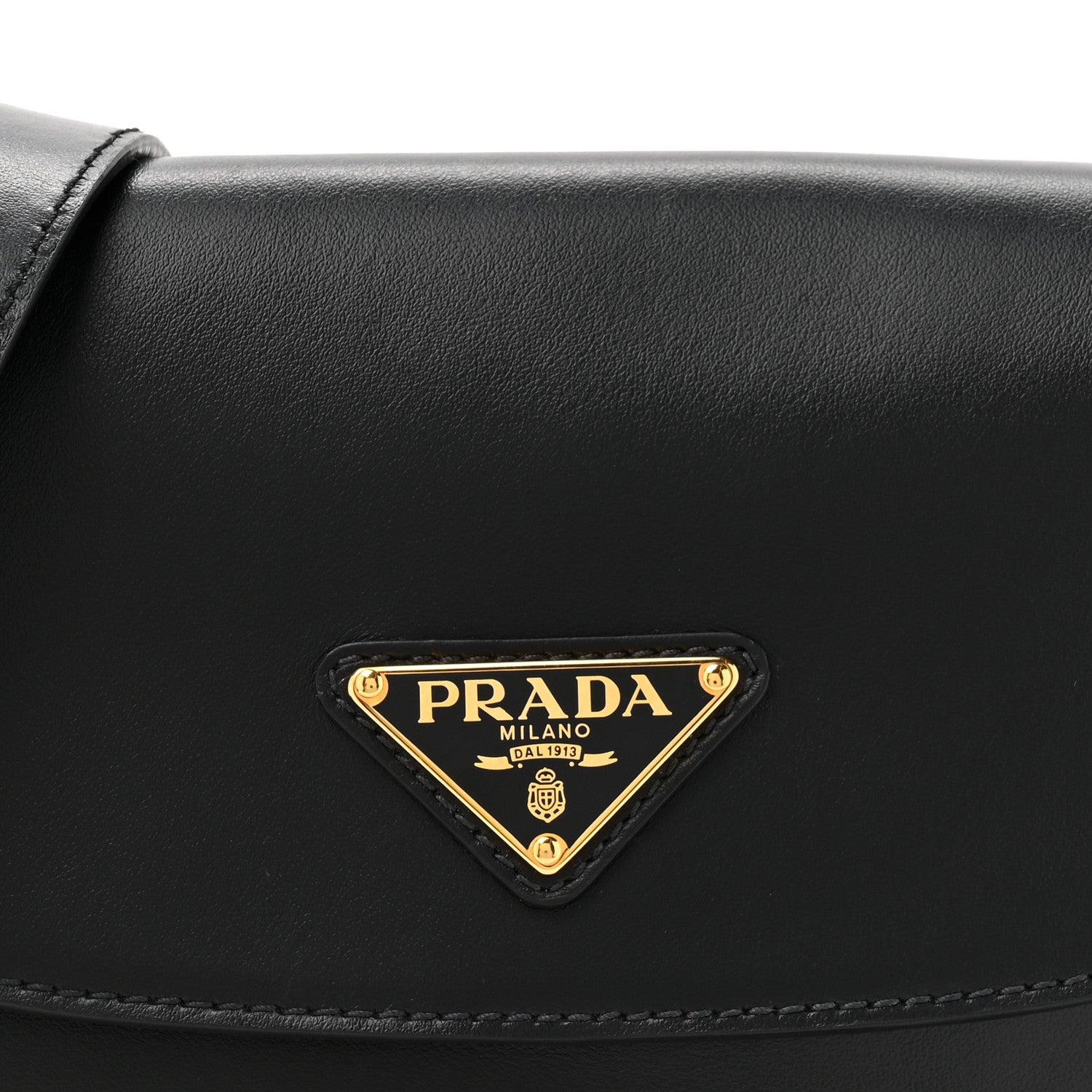 Soft Calfskin Triangle Arque Flap Shoulder Bag Black