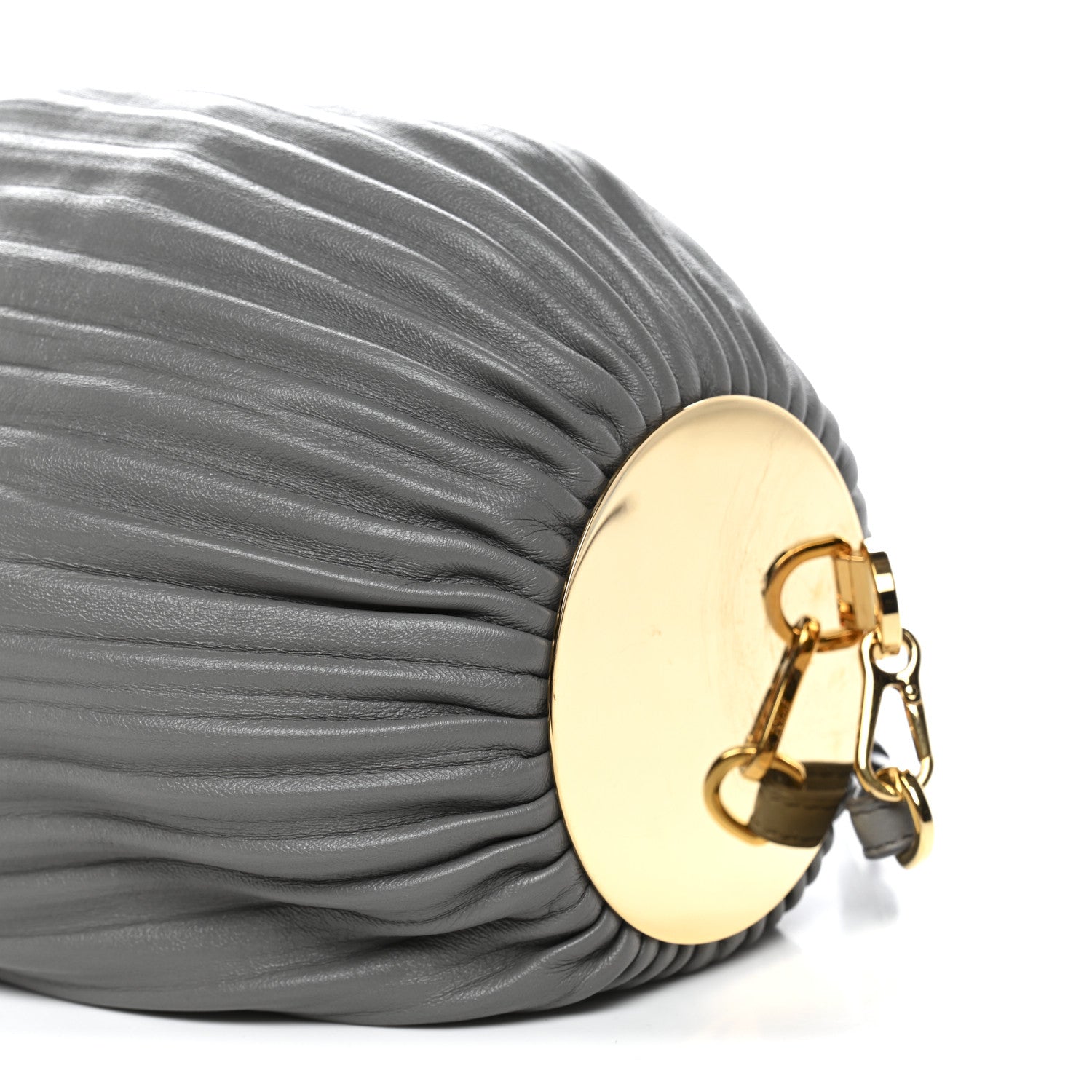 Lambskin Pleated Bracelet Pouch shoulder Bag Asphalt Grey Asphalt Grey