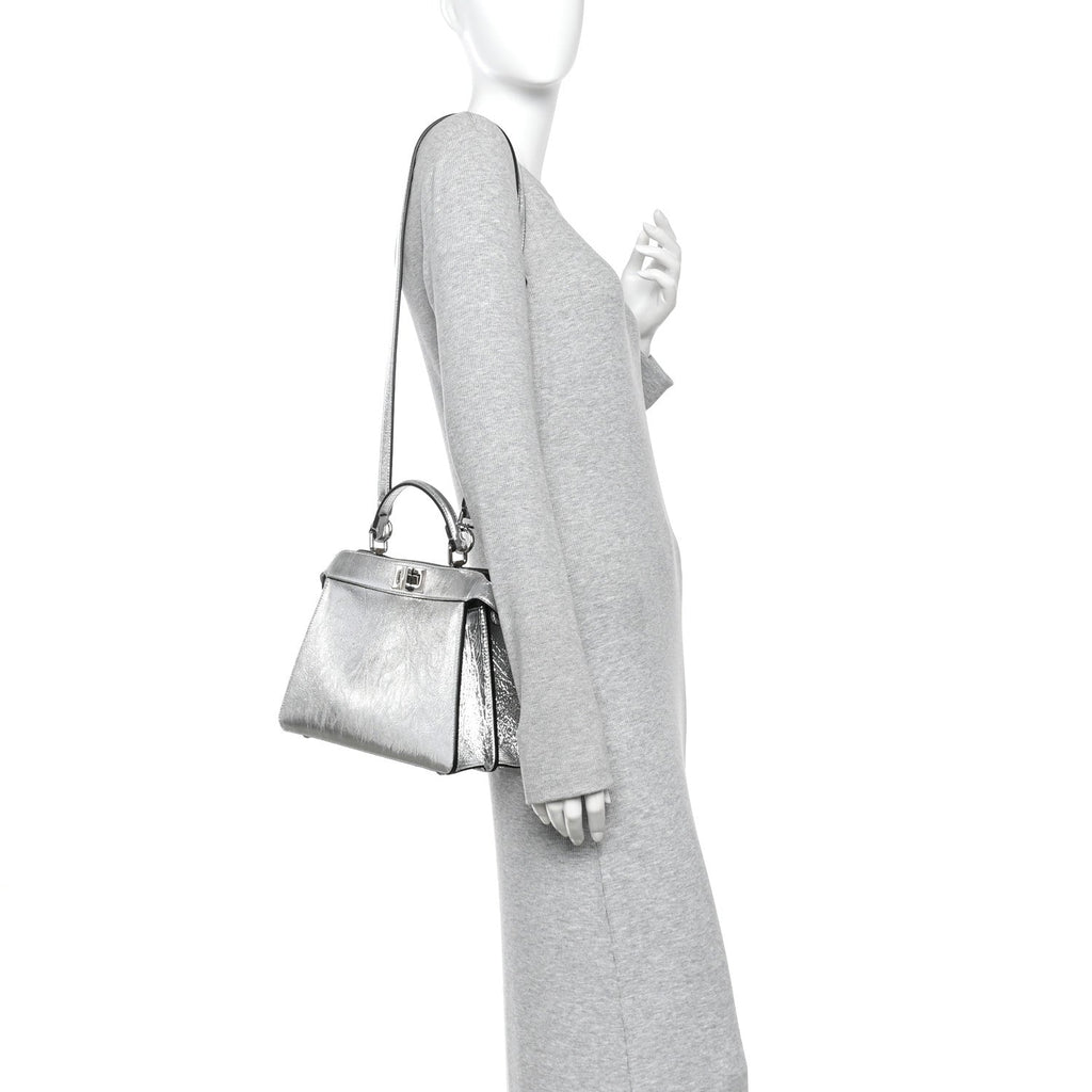 Rock Millenium Laminata Small Peekaboo I SEE U Satchel Argento