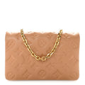 Lambskin Embossed Monogram Pochette Coussin Camel