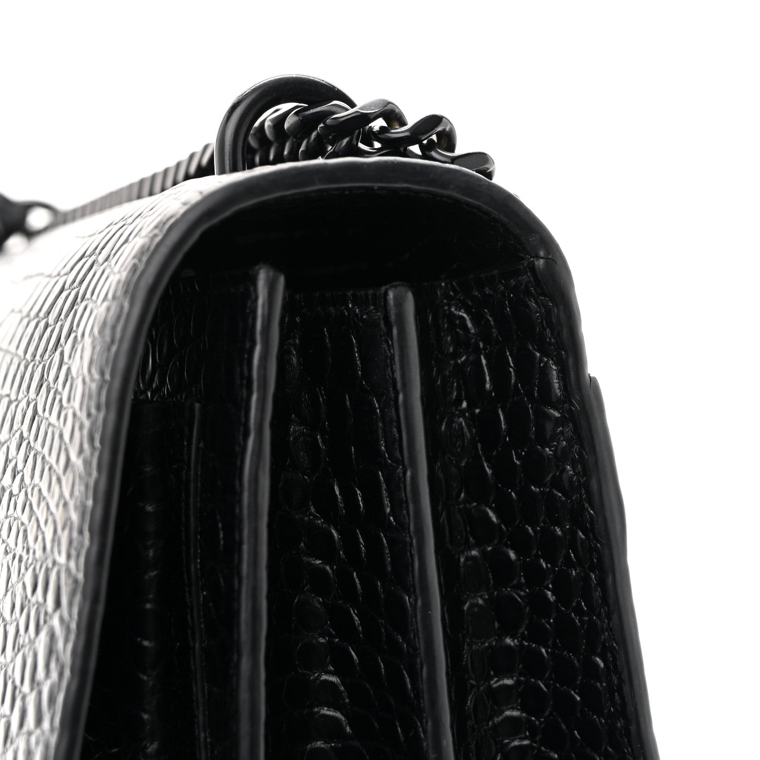 Calfskin Crocodile Embossed Medium Monochrome Monogram Sunset Black