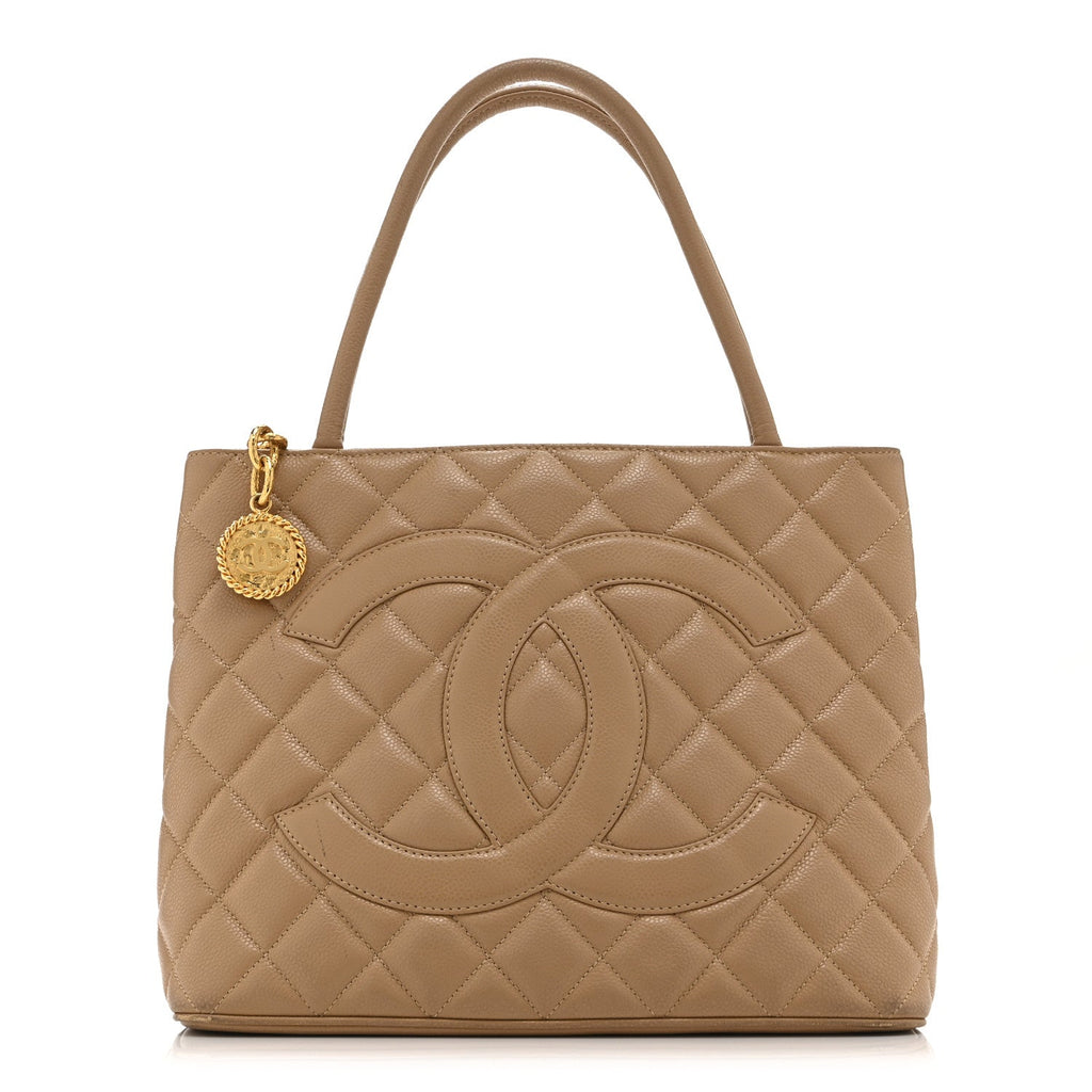 Caviar Quilted Medallion Tote Beige Beige