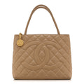 Caviar Quilted Medallion Tote Beige Beige
