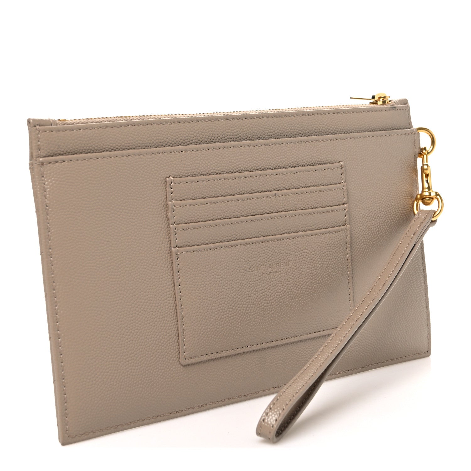 Grain De Poudre Chevron Monogram Large Bill Pouch Dark Beige