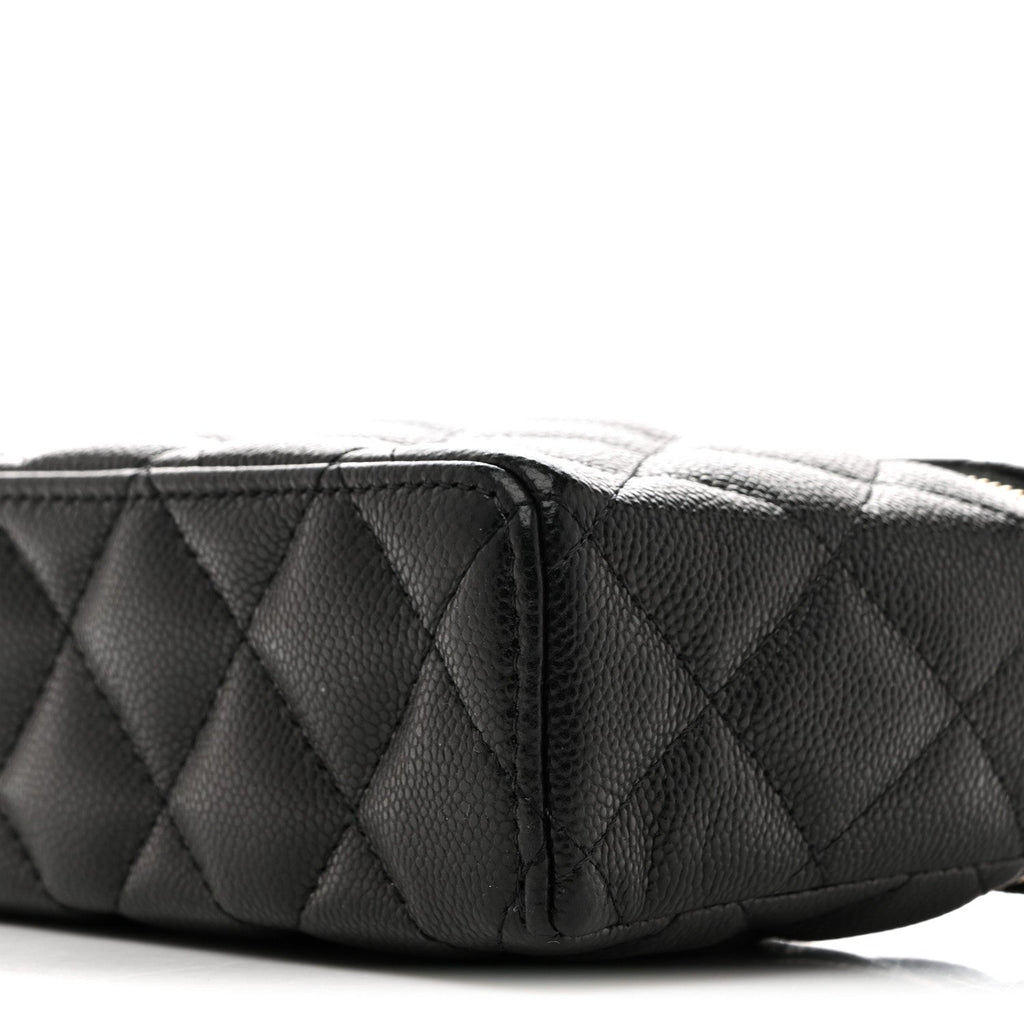 Caviar Quilted Top Handle Slim Vanity With Chain Black