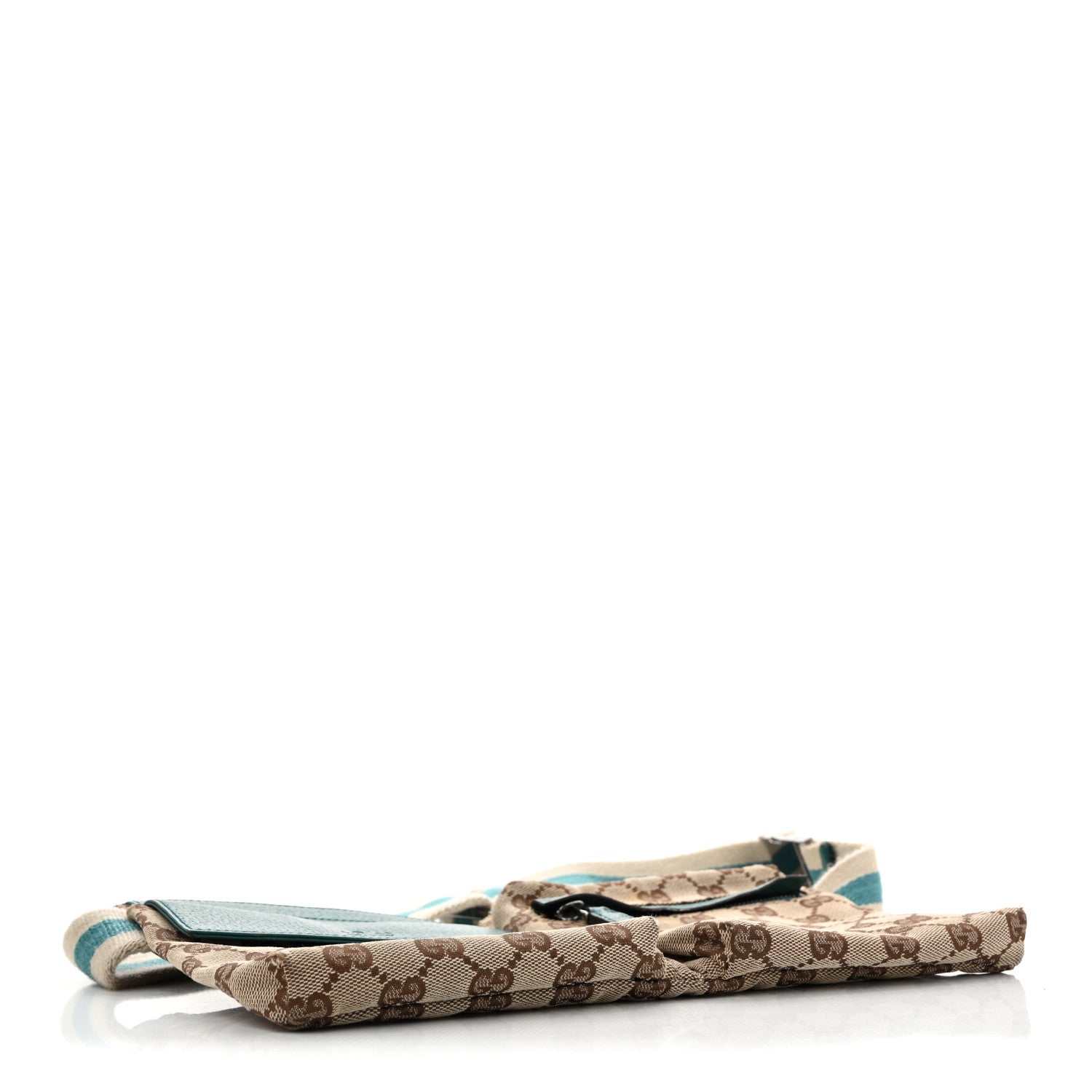 GG Monogram Web Double Pocket Belt Bag Turquoise