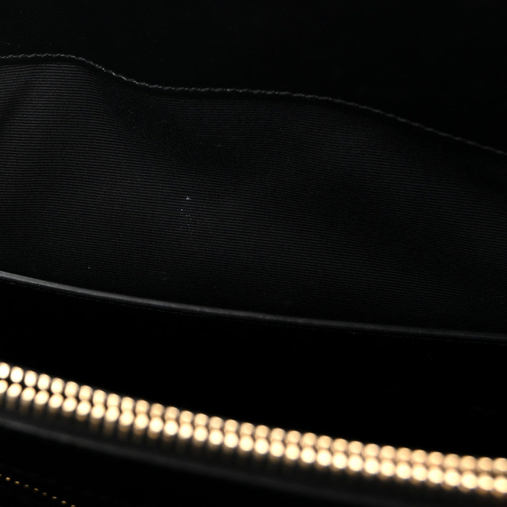 Calfskin Y Quilted Monogram Large Loulou Shopper Black