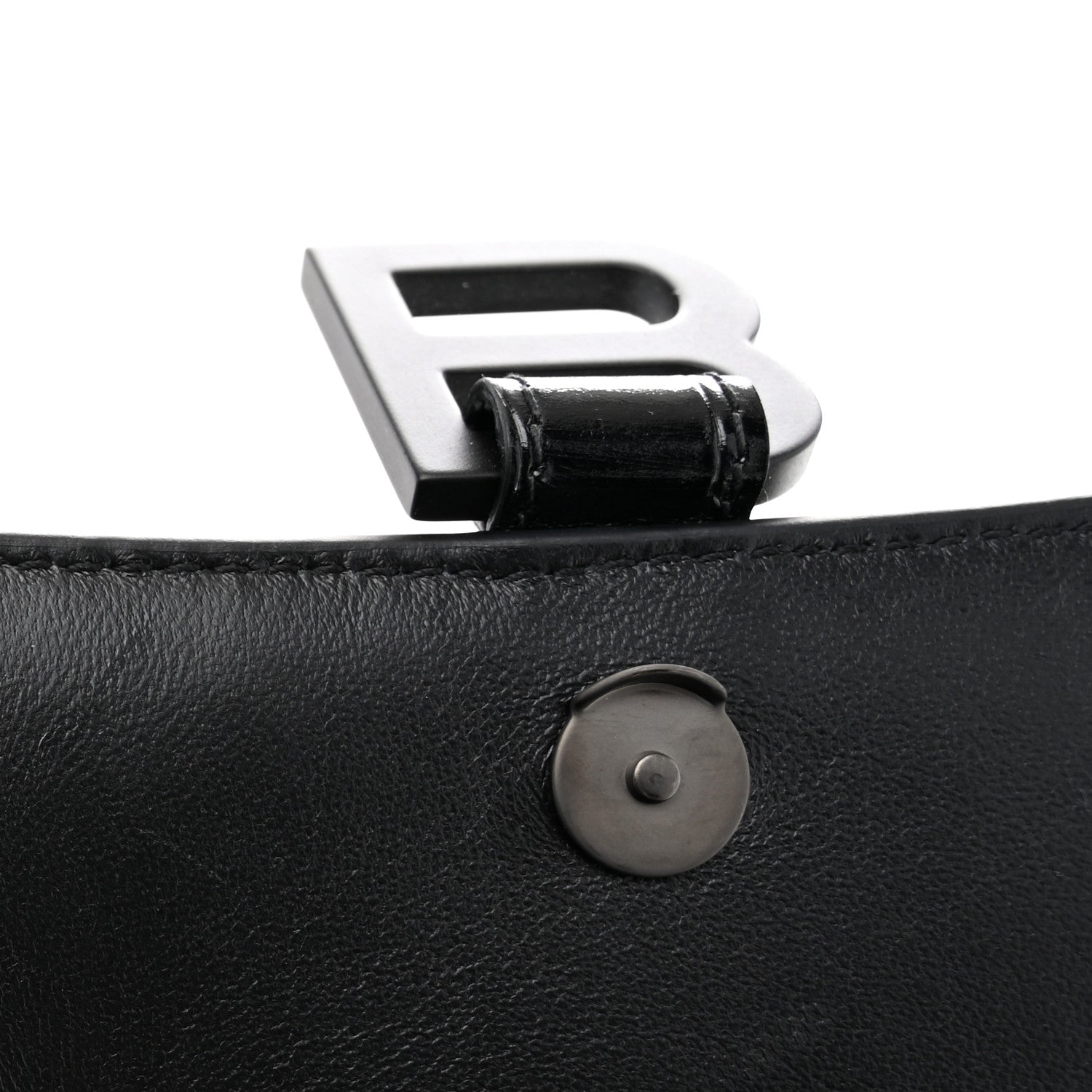 Shiny Calfskin Monochrome Crocodile Embossed Small Hourglass Top Handle Bag Black