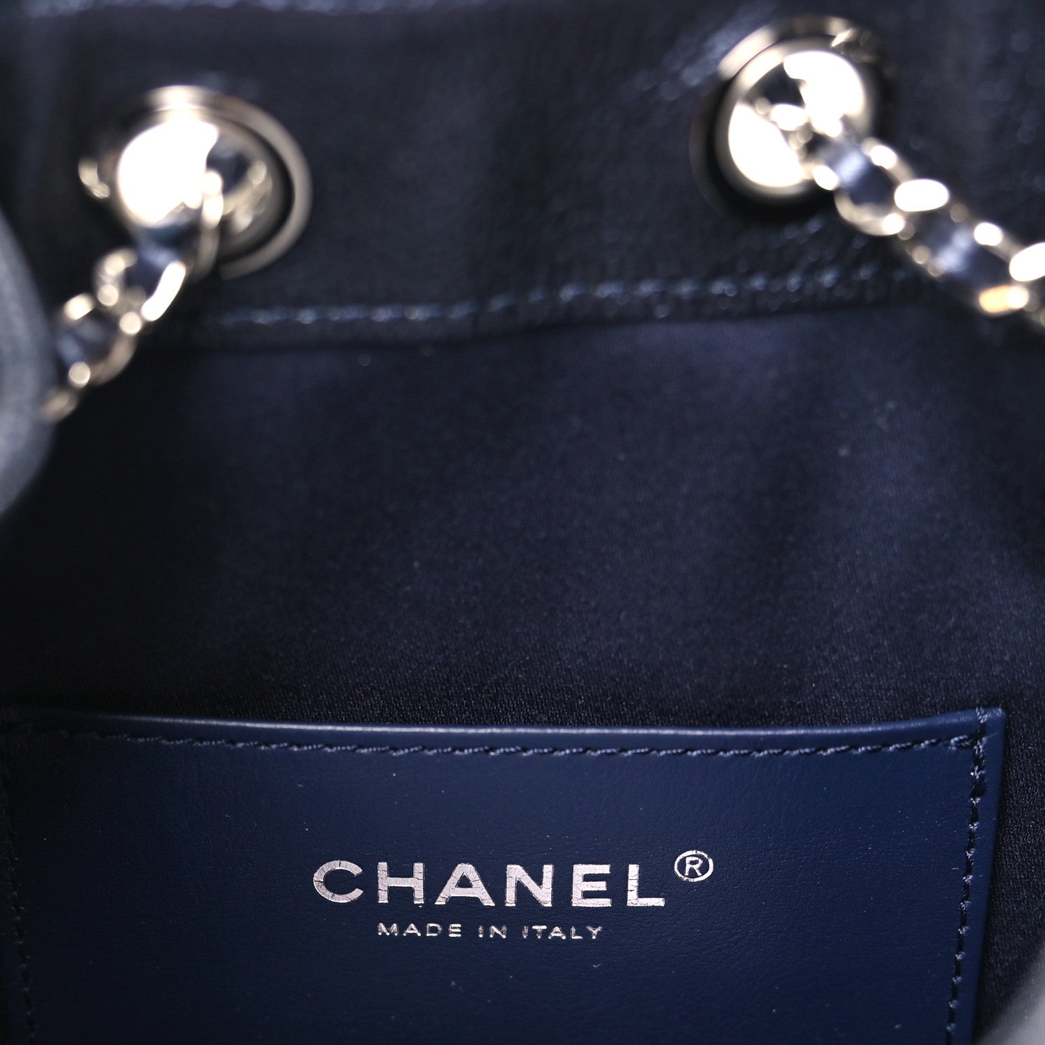 Metallic Caviar Quilted Mini Chanel 25 Handbag Dark Blue