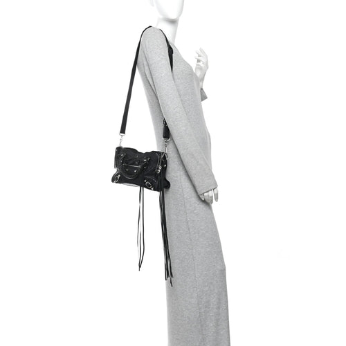Agneau Classic Silver Hardware Mini City Black