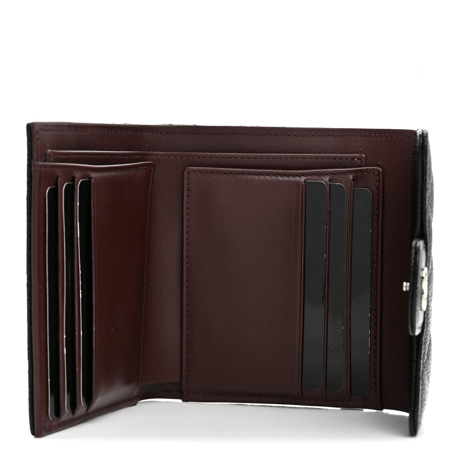 Caviar Quilted Compact Flap Wallet Black