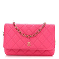 Caviar Quilted Wallet on Chain WOC Fuchsia