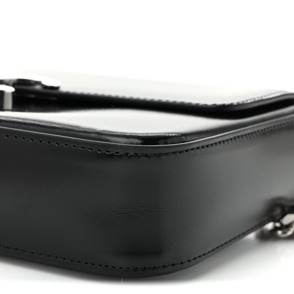 Shiny Calfskin Triomphe Chain Shoulder Bag Black